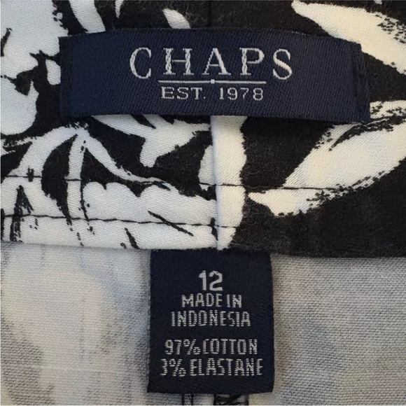 Chaps‎ Black White Floral Pencil Straight Skirt Cotton Stretch Women's 12 (168) - Picture 3 of 3